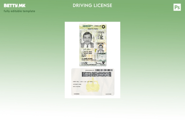 модерен стил САД Вермонт возачка дозвола под шаблон